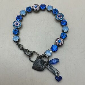 Mariana Handmade Blue Swarovski-Style Crystal Bracelet w/Heart Dangle & Tag